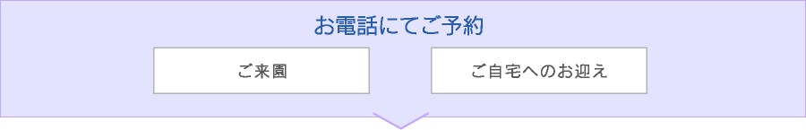 お電話にてご予約→ご来園・ご自宅へのお迎え